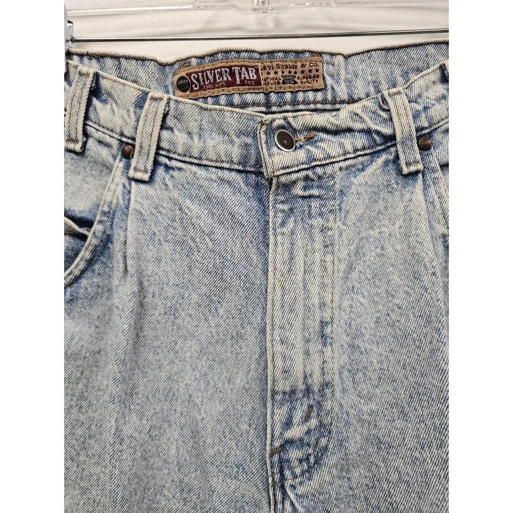 Vintage Levis SilverTab Jeans Mens 36 x 34 Acid Light Wash‎ Baggy Tapered 90s